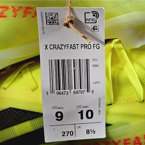 Adidas X Crazyfast Pro FG Solar Yellow Soccer Cleats IG0601 - Men\'s Size 9 main image 10